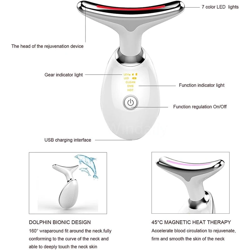 Face Lift 7 Colors Neck Beauty Neck Device Slim Massager Facial Lifting Tightening Face Wrinkle Remover Face Care Beauty Machine - Image 18